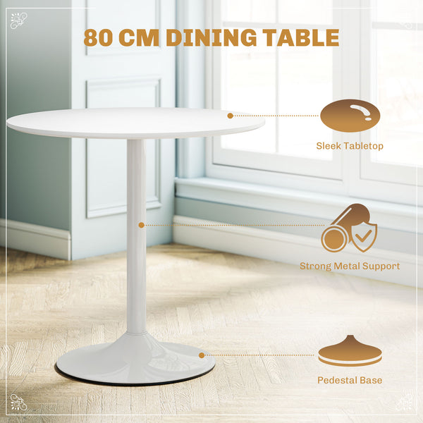 Ensemble table à manger ronde pour 4 personnes pour petits espaces, appartement, blanc