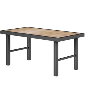 Table d'appoint d'extérieur avec plateau imitation bois, cadre en métal pour jardin, marron