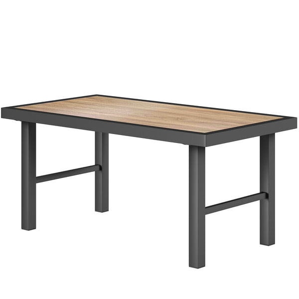 Table d'appoint d'extérieur avec plateau imitation bois, cadre en métal pour jardin, marron