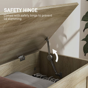Coffre de rangement avec charnière de sécurité, aspect bois naturel