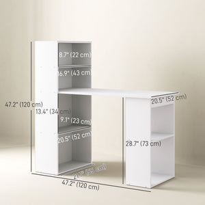 Modern computer desk with storage shelves, white