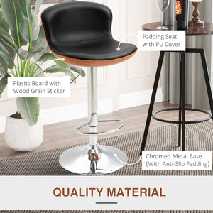Lot de 2 tabourets de bar modernes avec dossier et repose-pieds pivotants, noir
