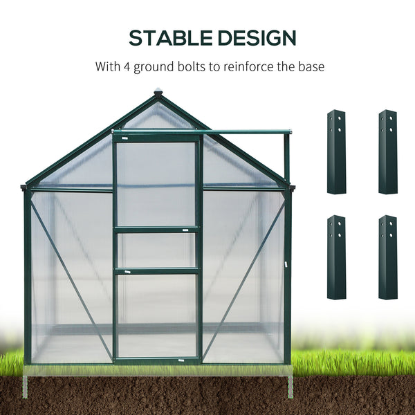 Serre en polycarbonate transparent avec porte coulissante