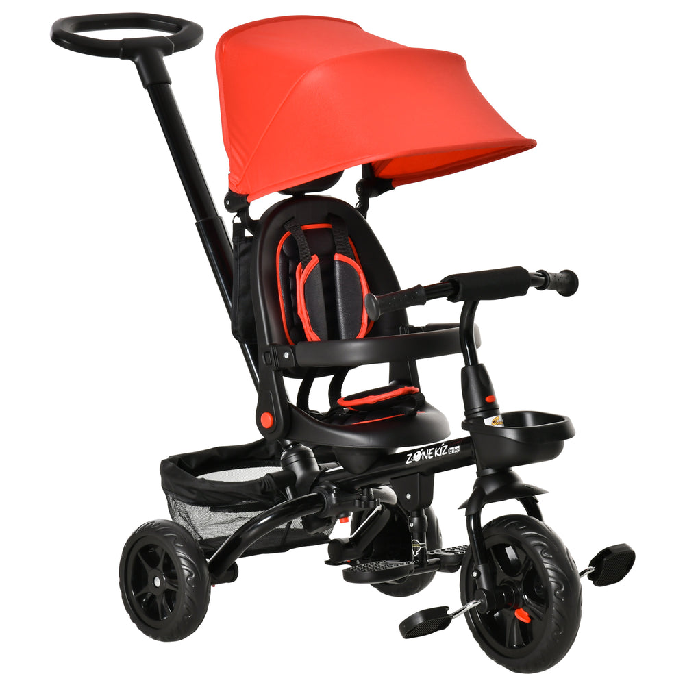 4 in 1 Baby Tricycle with Adjustable Reversible Angle Seat for 1-5 Years Old Kids, Red
