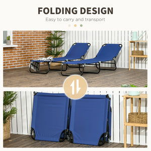 Ensemble de 2 chaises longues pliantes avec dossier inclinable, bleues