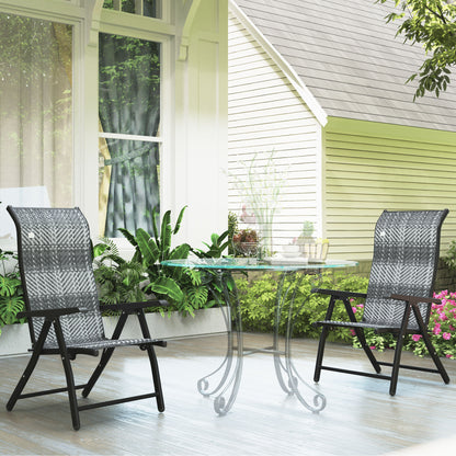 Lot de 2 chaises pliantes d'extérieur en osier avec dossier réglable, gris mélangé