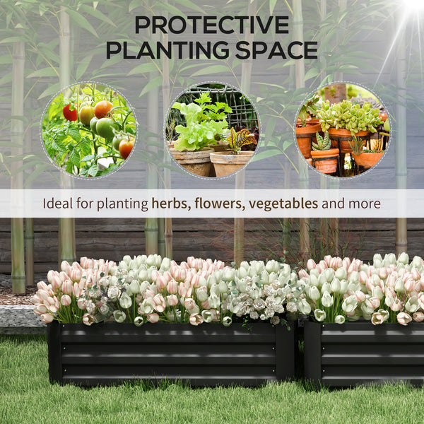 Ensemble de 2 jardinières surélevées en acier, noires