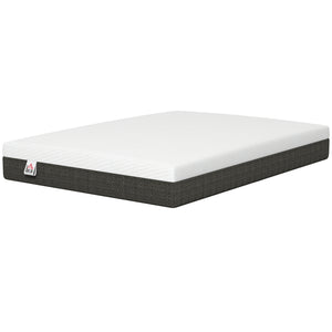 Matelas double 10 po à 3 couches en mousse mémoire rafraîchissante, mi-ferme – Blanc et gris foncé