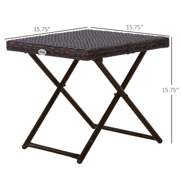 Table basse de jardin pliante en rotin synthétique, marron