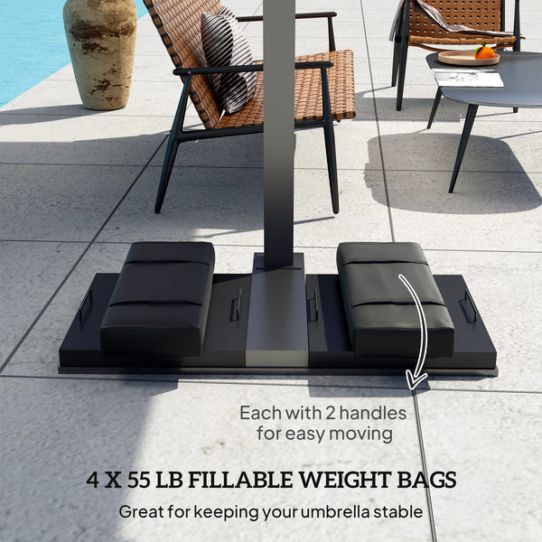 Lot de 4 sacs de lestage pour pied de parasol avec poignées, noir
