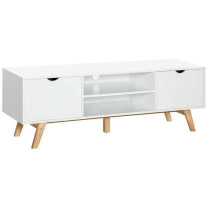 Meuble TV moderne en bois avec 2 tiroirs de rangement pour téléviseurs jusqu'à 65 pouces, blanc