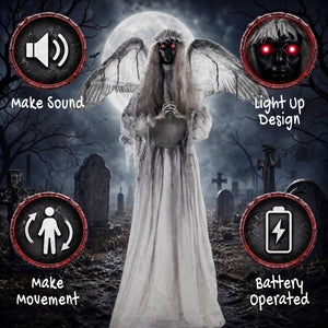 Halloween Animated Standing Crying Angel Decoration with Sound and Touch Activation