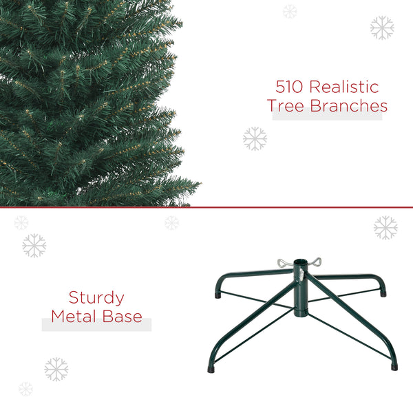 Sapin de Noël artificiel vert de 7 pieds avec support pliable noir