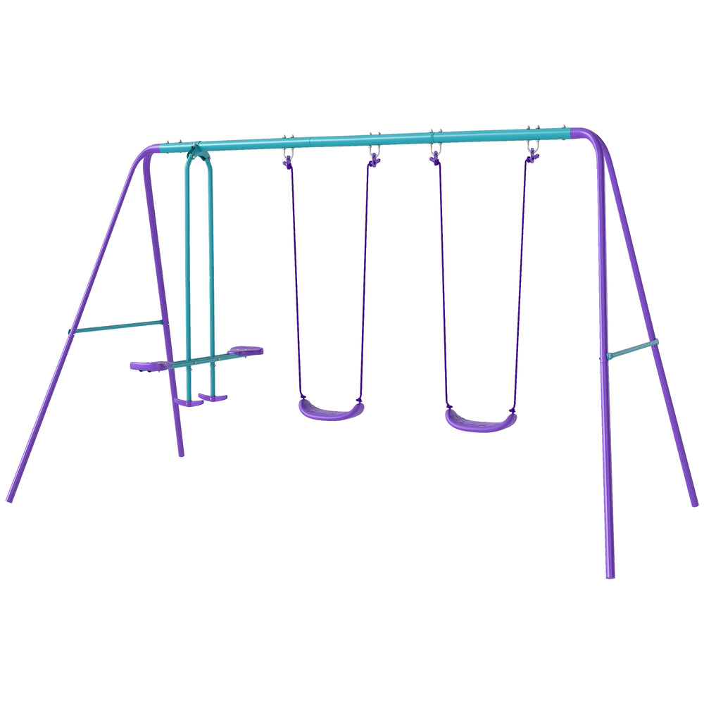 Module 3 en 1 avec doubles balançoires et planeur, violet