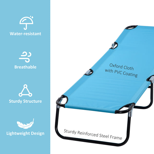 Outdoor Folding Lounge Chair, Steel Tanning Chair with Reclining Back, Breathable Mesh for Beach, Yard, Patio, Sky Blue