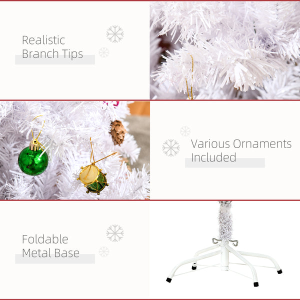 Sapin de Noël artificiel blanc de 5 pieds avec décorations