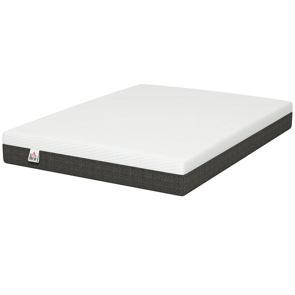 Matelas Queen 10 po à 3 couches en mousse mémoire rafraîchissante, mi-ferme – Blanc et gris foncé
