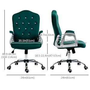 Chaise de bureau en velours, verte.