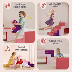 Blocs d'escalade en mousse 2 pièces avec housse amovible rose