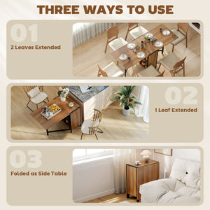 Multifunctional folding table with retractable shelves, brown