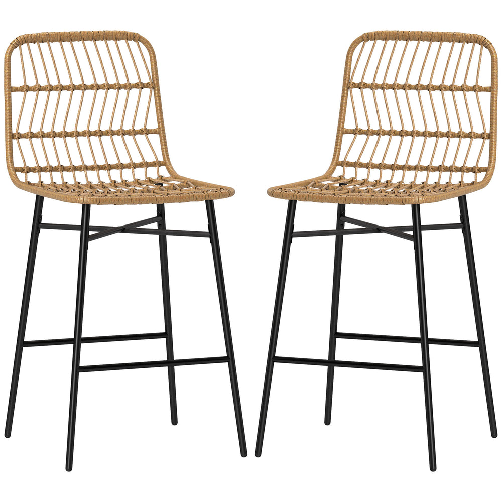 Set of 2 rattan bar stools