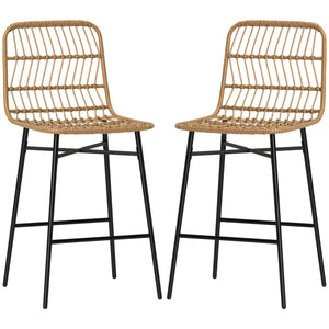 Set of 2 rattan bar stools