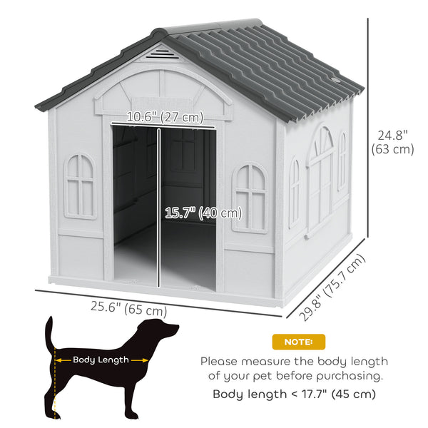 Outdoor plastic kennel with vents, grey