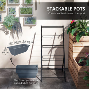 5-Tier Raised Plant Stand with Drainage Holes, Grey