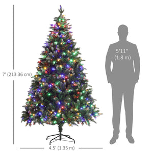 Sapin de Noël artificiel pré-éclairé de 7 pieds avec LED bicolore