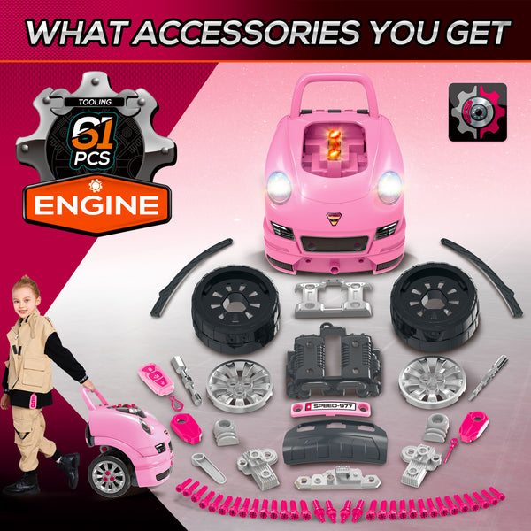 Ensemble de jeu de service automobile, rose