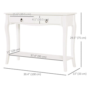 Modern Entryway Console Table with 2 Drawers and Lower Shelf, for Living Room, Hallway, Ivory White