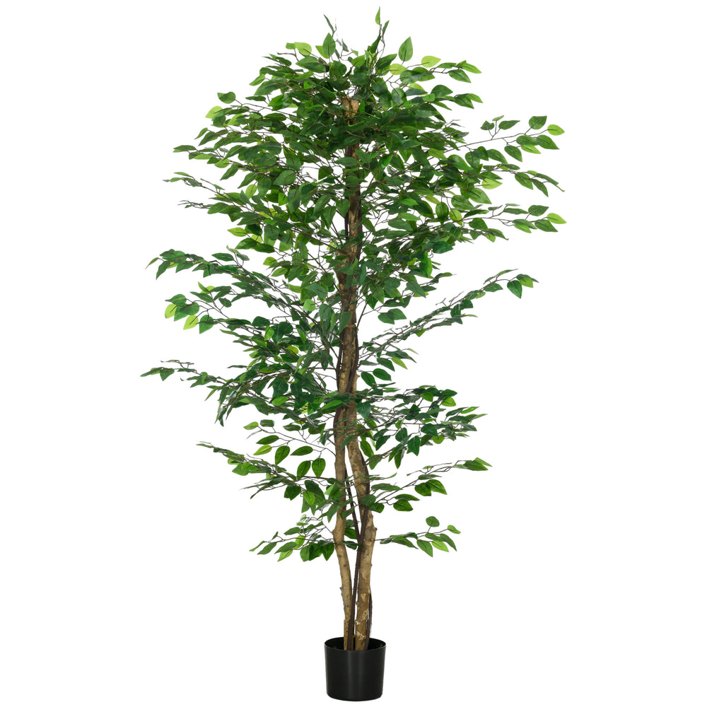 Ficus artificiel de 1,80 m, plante d'intérieur artificielle avec pot, pour la décoration intérieure