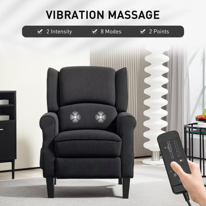 Fauteuil de massage par vibrations pour salon, avec repose-pieds extensible, télécommande, poche, noir