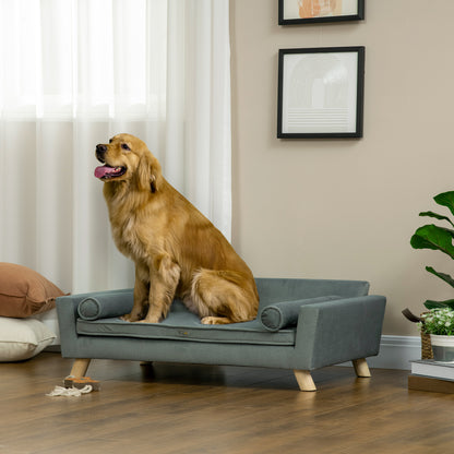 Canapé-lit pour chien avec coussins amovible et lavable, tissu imperméable, pour chiens de taille moyenne et grande, gris