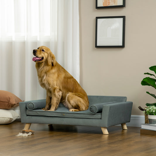 Canapé-lit pour chien avec coussins amovible et lavable, tissu imperméable, pour chiens de taille moyenne et grande, gris