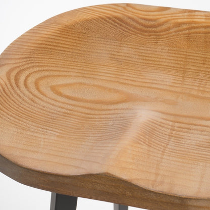 Ensemble de 2 tabourets de bar pivotants de style industriel avec cadre en fer finition rouille, assise en pin, aucun assemblage requis, naturel