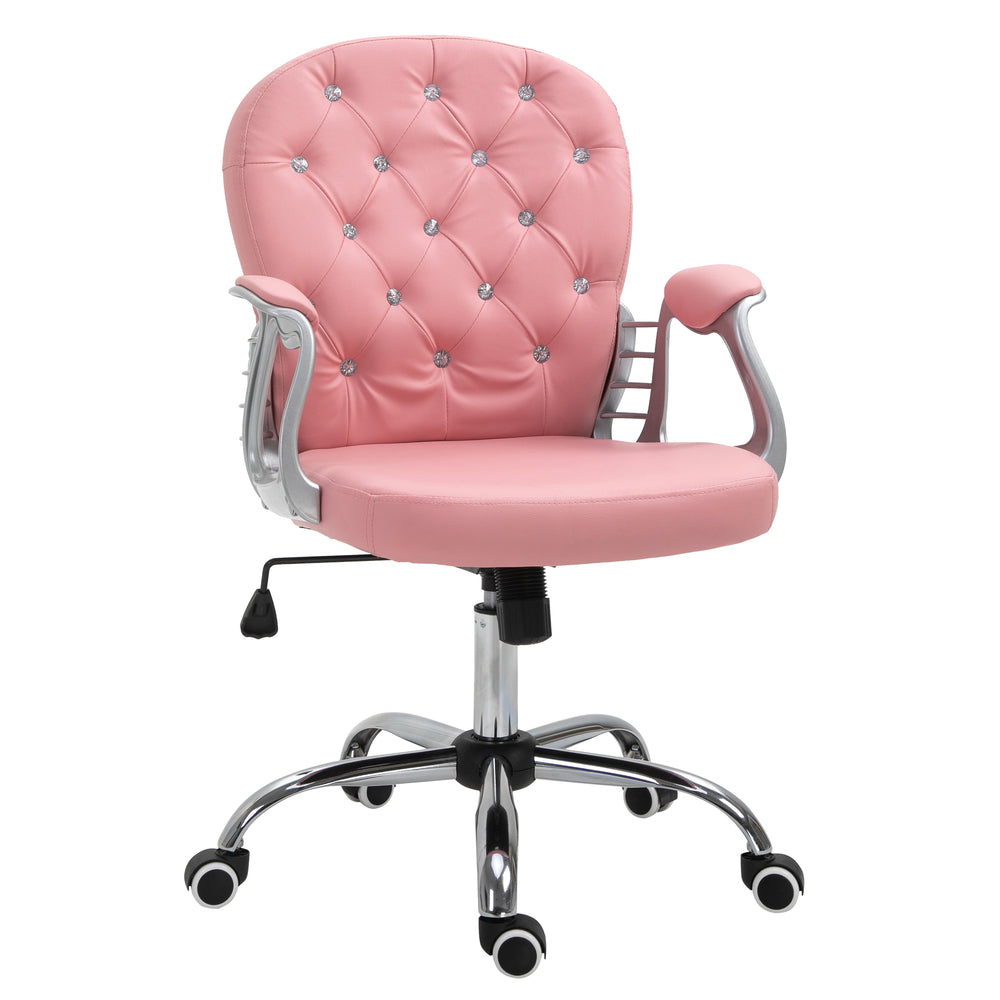 Office chair with adjustable height and padded backrest, pink