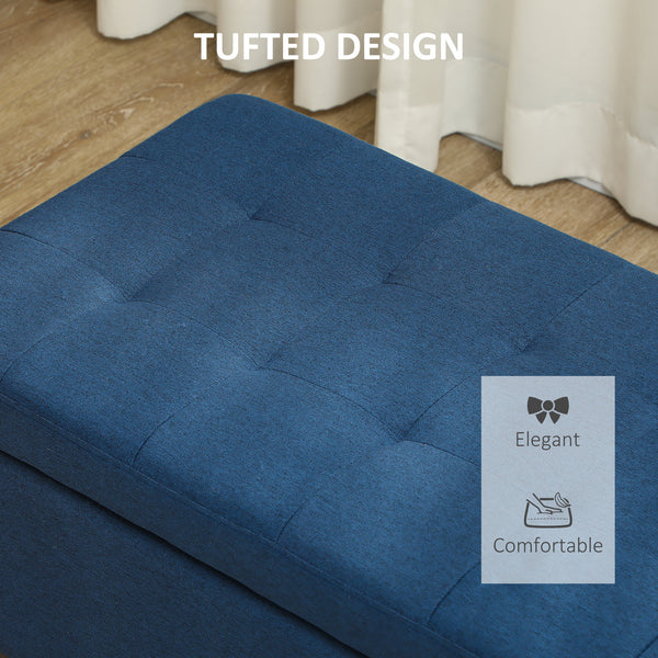 Banc d'entrée rectangulaire capitonné, bleu