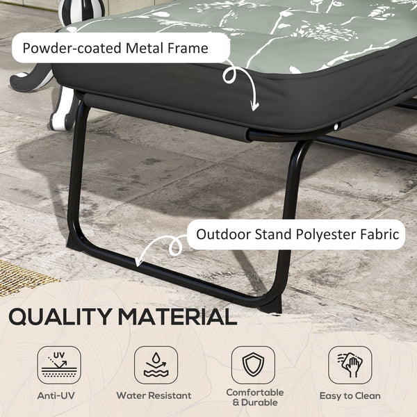 Fauteuil avec coussin rembourré pliant et inclinable, gris