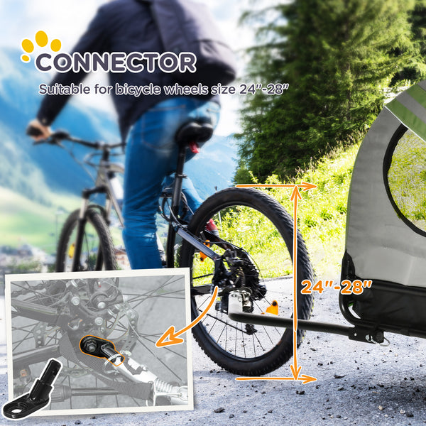 Remorque vélo pour chien 2 en 1 avec réflecteurs de roue universels, pour chiens de petite et moyenne taille, vert