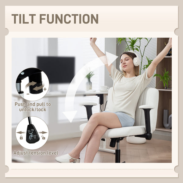 Chaise de bureau à dossier croisé, sans roulettes, blanc crème