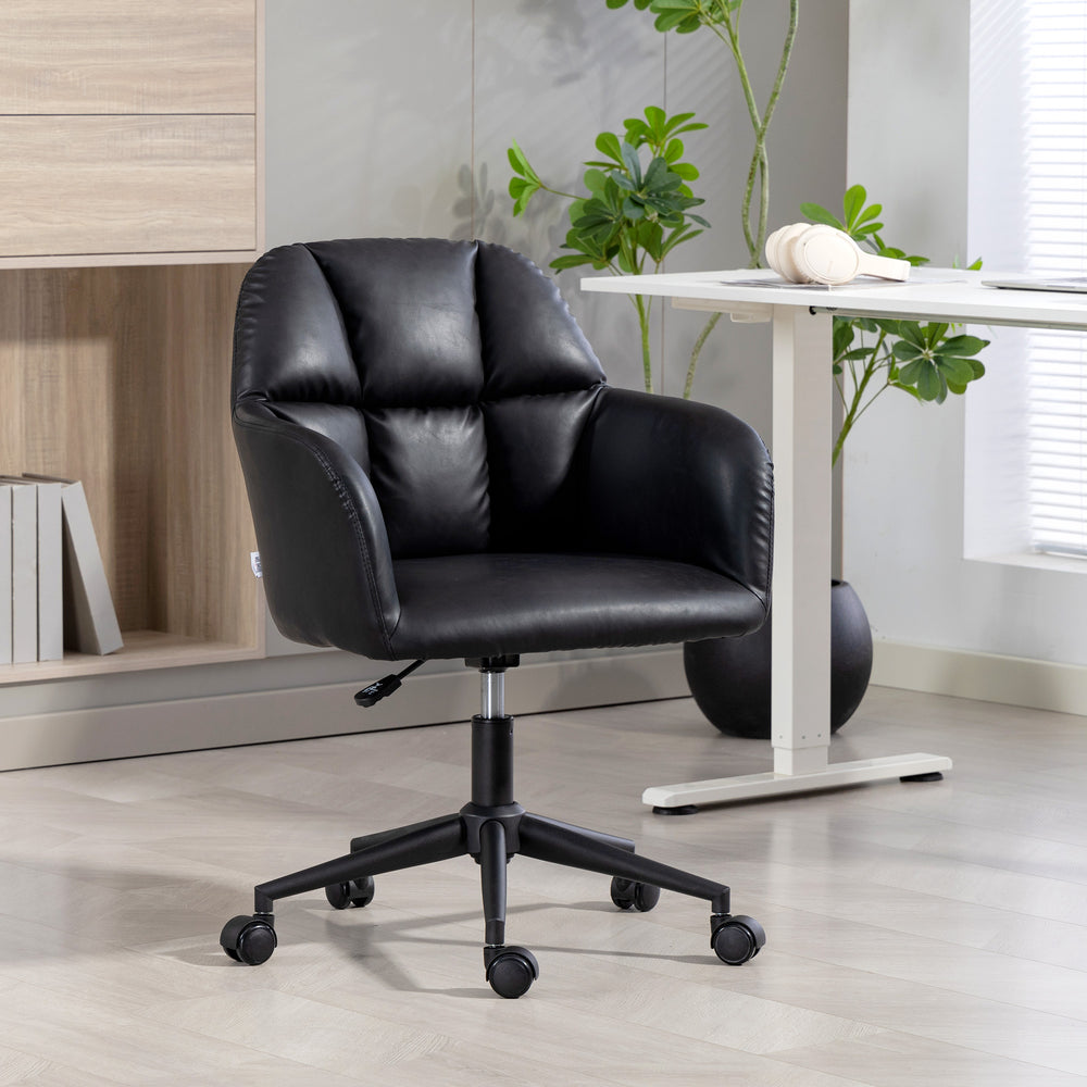 Fauteuil de bureau pivotant en similicuir à hauteur réglable, noir