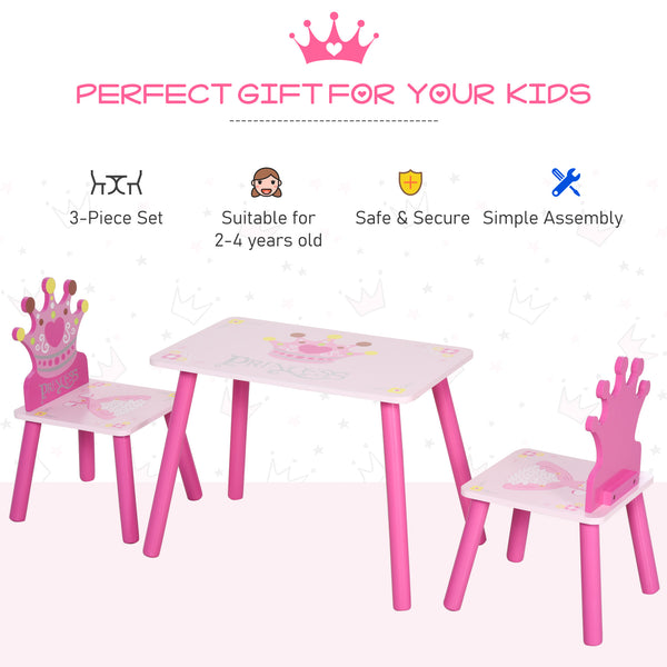 Set of 3 wooden chairs for children from 2 to 4 years old, pink