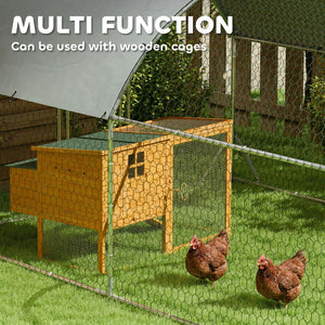 Galvanized metal chicken coop with outdoor run