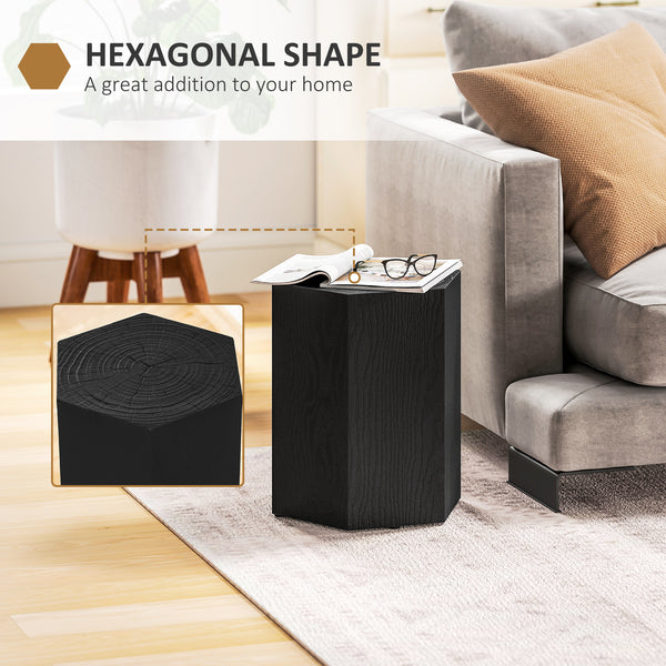 Table d'appoint hexagonale avec 4 pieds réglables, noire