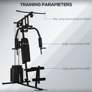 Multifunctional home gym with 45 kg weight stack