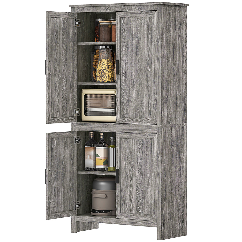 Meuble de rangement avec 4 portes et 3 étagères réglables, gris anthracite