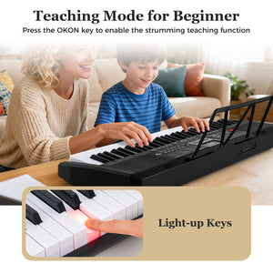 Clavier portable 61 touches pour débutants kit de clavier électrique avec 200 rythmes et 200 tonalités - Noir