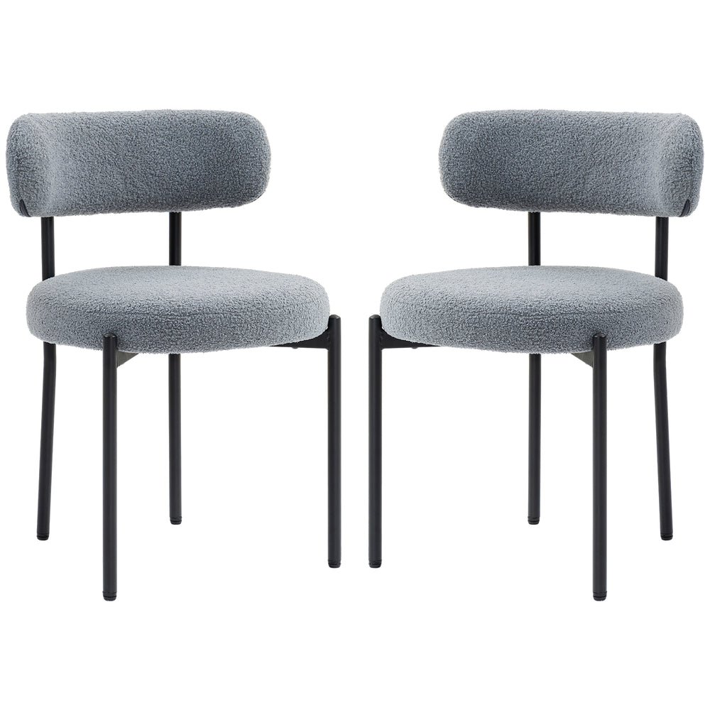 Set of 2 kitchen chairs with fleece upholstery, grey