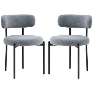 Lot de 2 chaises de cuisine avec revêtement en polaire, grises